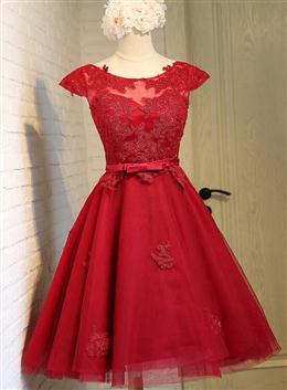 Picture of Dark Red Color New Homecoming Dresses , Charming Short Formal Dresses